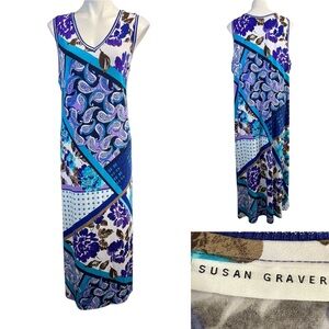 Susan Graver Maxi Dress plus size 2X purple Multicolor‎ Patchwork sleeveless